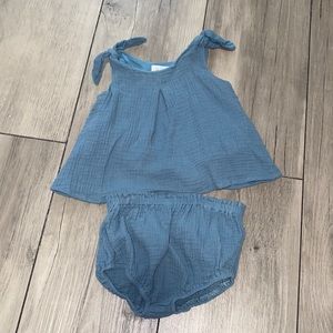 Giggle 2 piece muslin cotton top and romper
